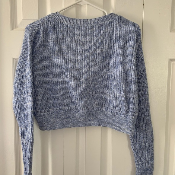 Blue cropped woven sweater - Picture 4 of 4